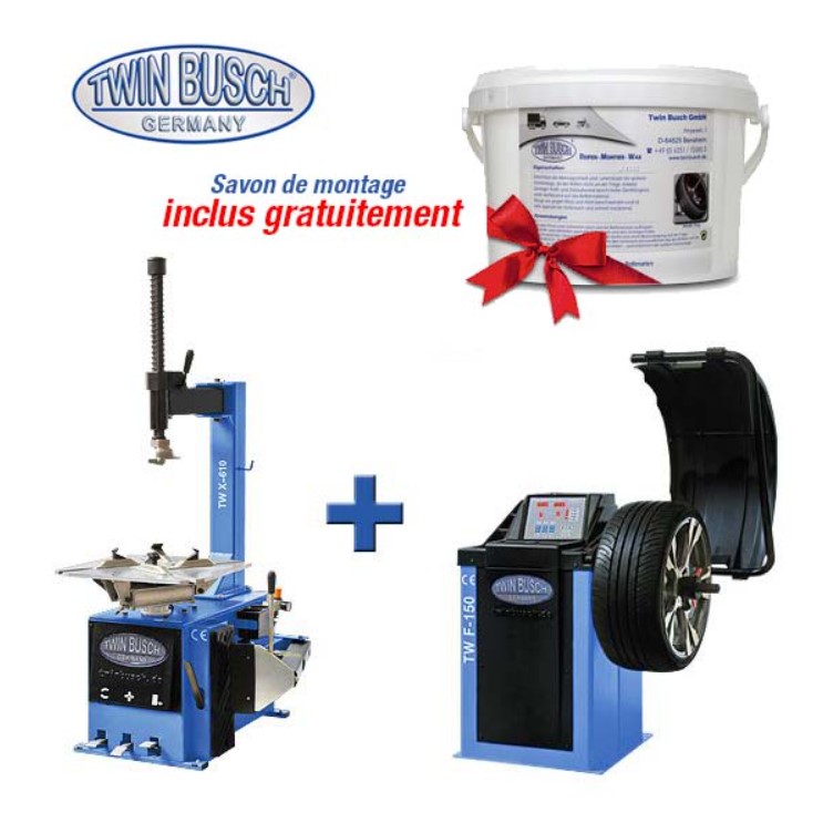 Démonte pneu TW X-610 + Equilibreuse de roue TW F-150 + Savon de montage